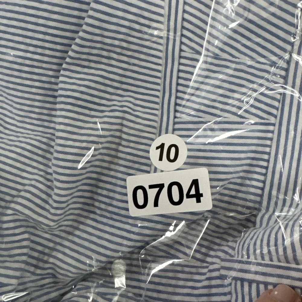 J Crew  Seersucker Pants Womens Size 8 Blue‎ White Stripe Stretch Cotton Beachy - Picture 9 of 9